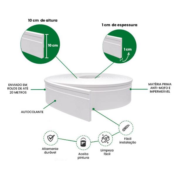 Imagem de Rodapé EVA Autocolante 10cm Rp16 3 Metros MeuRodapé