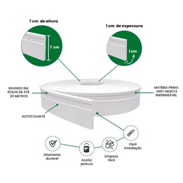 Imagem de Rodapé EVA Autocolante 7cm Rp16 10 Metros MeuRodapé