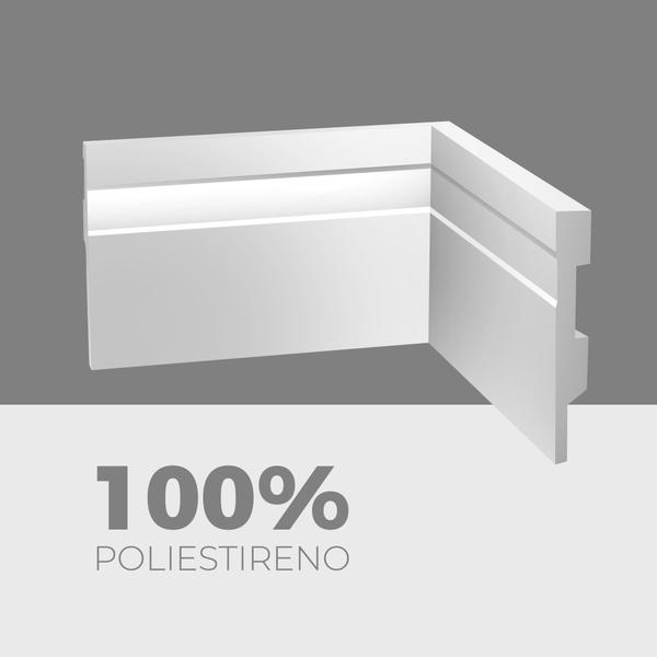 Imagem de Rodapé Poliestireno 10cm Frisado Branco 2m RM Decor