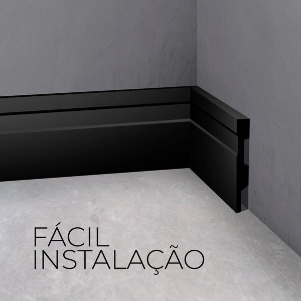 Rodapé Poliestireno 10cm Frisado Preto 1m RM Decor Imagem de Rodapé Poliestireno 10cm Frisado Preto 1m RM Decor