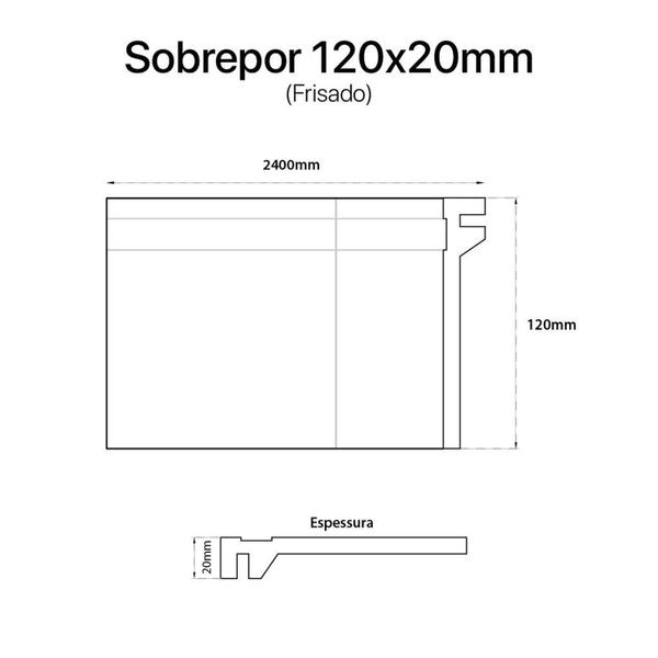 Imagem de Rodapé Sobrepor de Poliestireno Frisado 12cm x 15mm x 2,40m - caixa com 52,8 m - Preto