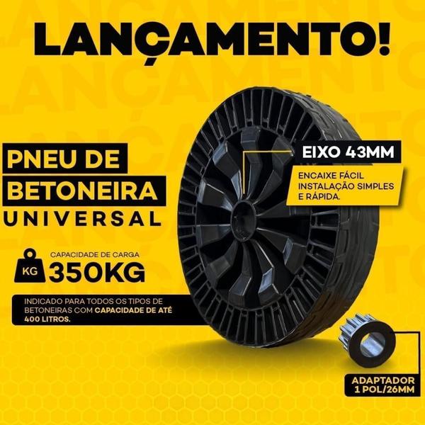 Imagem de Rodas Para Betoneira 400/250L Maciça Eixo Universal 2 Un.