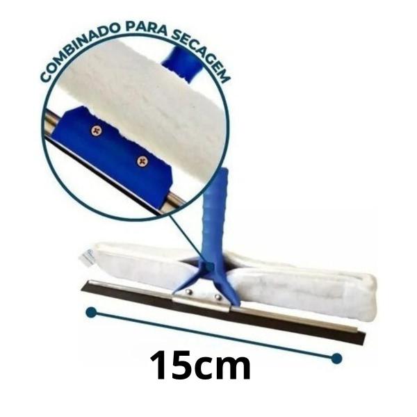Rodo COMBINADO 15cm Com Cabo De 50 cm Bralimpia Limpa Vidro Imagem de Rodo COMBINADO 15cm Com Cabo De 50 cm Bralimpia Limpa Vidro