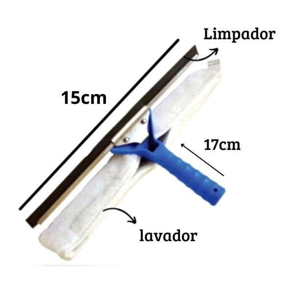 Rodo COMBINADO 15cm Com Cabo De 50 cm Bralimpia Limpa Vidro Imagem de Rodo COMBINADO 15cm Com Cabo De 50 cm Bralimpia Limpa Vidro