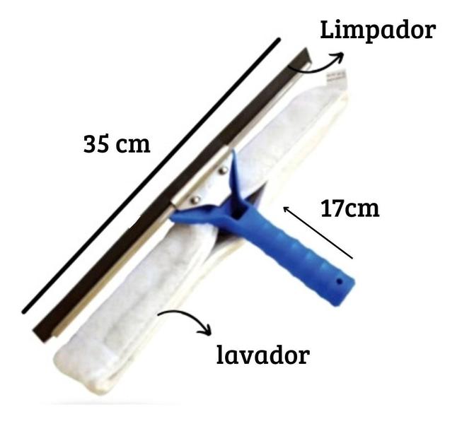 Imagem de Rodo Combinado 45cm Bralimpia Com Cabo De 50cm Limpa Vidros