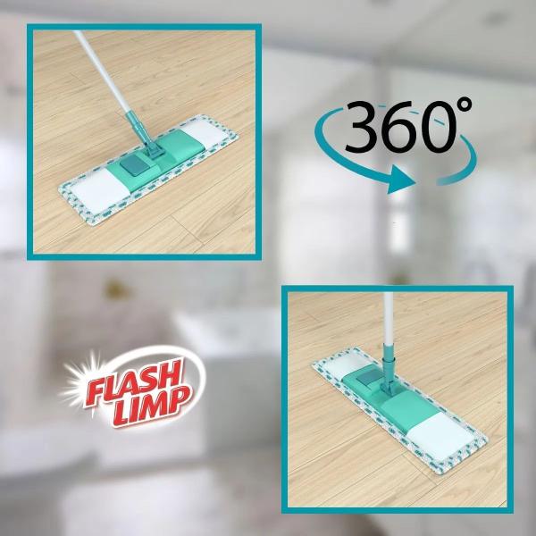 Imagem de Rodo Esfregão Mop Flat Plus 360 Microfibra + 1 Refil Extra