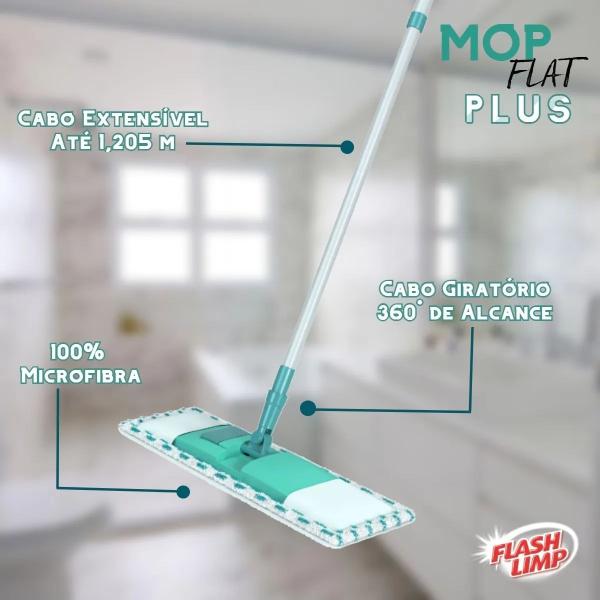 Imagem de Rodo Esfregão Mop Flat Plus 360 Microfibra + 3 Refil Extra