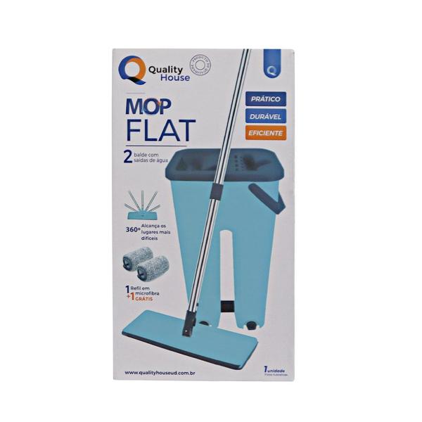 Imagem de Rodo Flat Mop E Balde Lava E Seca Profissional Com 2 Refil