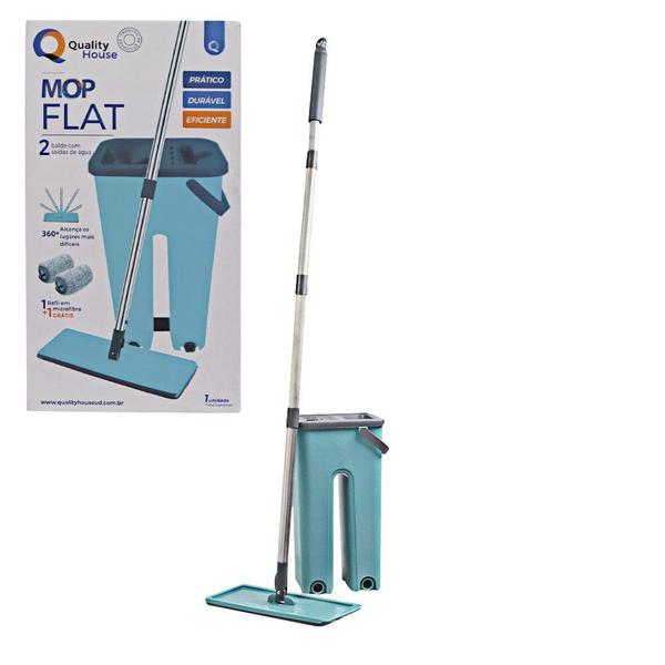 Imagem de Rodo Flat Mop E Balde Lava E Seca Profissional Com 2 Refil