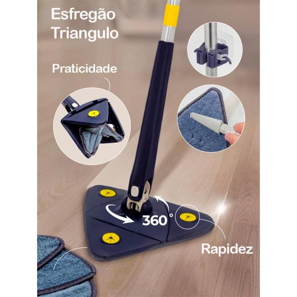 Rodo Giratório Triangular Com 2 Refil Limpeza - King Imagem de Rodo Giratório Triangular Com 2 Refil Limpeza