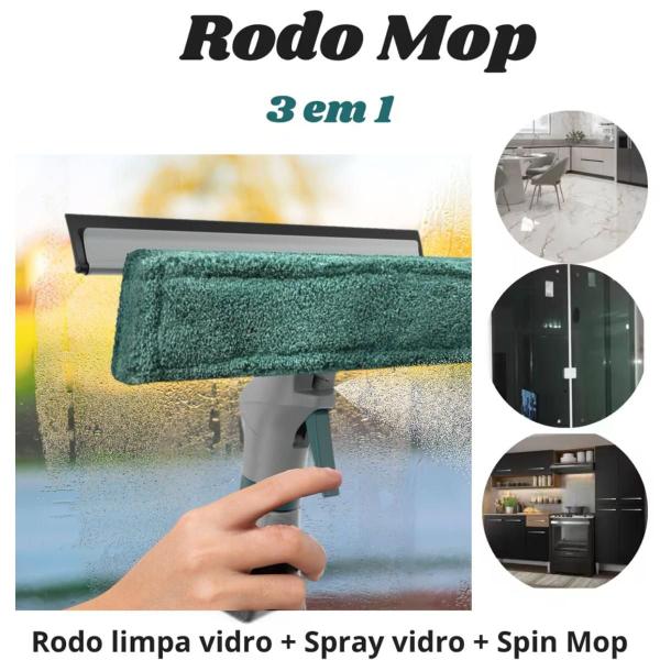 Imagem de Rodo Limpa Seca Vidros Espelho Spray Movél Sala Spin Mop 3 Em 1 Multiuso