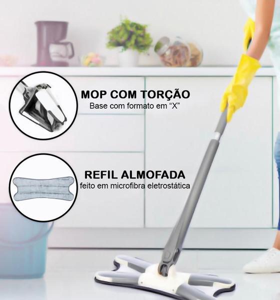 Imagem de Rodo Mop Esfregão Xmop Giratório Lava E Seca Com Torção