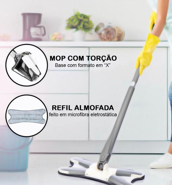 Imagem de Rodo Mop Esfregão Xmop Giratório Lava E Seca Com Torção