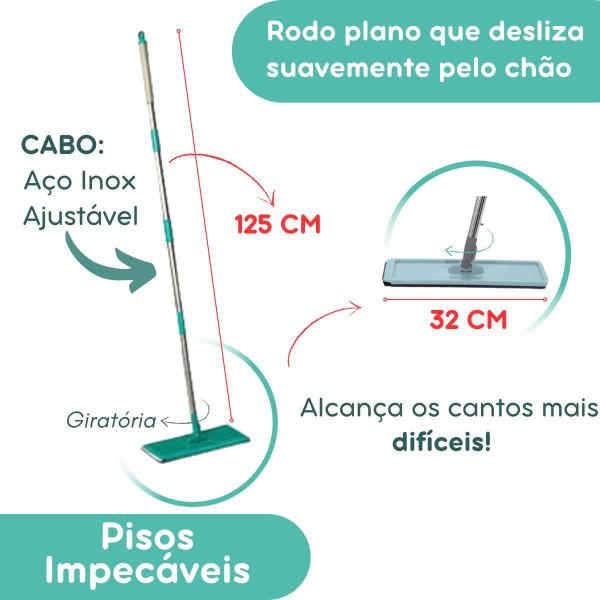 Imagem de Rodo Mop Flat Slim Balde Lava e Seca Com 1 Refil Melhor Rodo Limpeza Rápida Prática e Fácil Piso Brilhando em Minutos