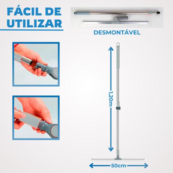 Imagem de Rodo Vassoura Mágico Silicone Multiuso Pisos Vidros Janela Limpa Fácil Vidro Piso Chão 120cm