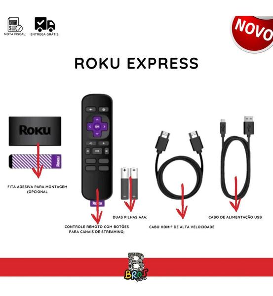 Imagem de Roku Express Aparelho Que Faz A Tv Virar Smart Série Filmes Youtube Prime Vídeo Netflix DirecTV Go