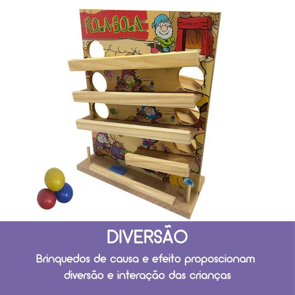 Rola Bola de Madeira Brinquedo Educativo - Simque Imagem de Rola Bola de Madeira Brinquedo Educativo