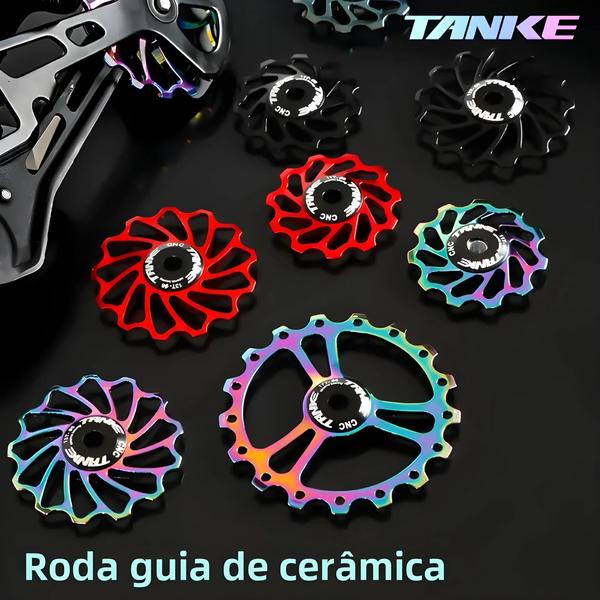 Rolamento Cerâmico MTB e Estrada - Roda Jockey Desviador Traseiro 11T/13T (Al7075 CNC) Imagem de Rolamento Cerâmico MTB e Estrada - Roda Jockey Desviador Traseiro 11T/13T (Al7075 CNC)