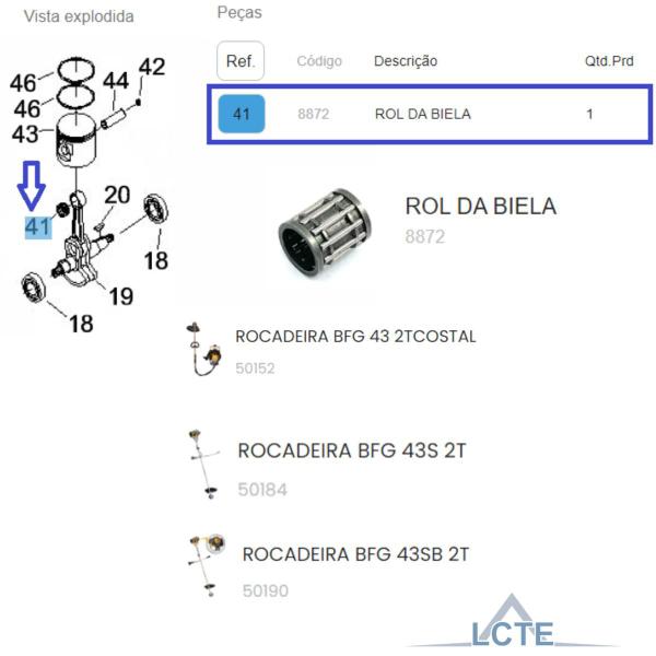 Imagem de Rolamento Da Biela Roçadeira BFG 43S Costal Buffalo Original