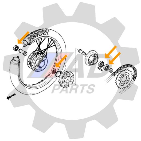 Imagem de Rolamentos Roda Traseira HONDA Biz 125 Kit