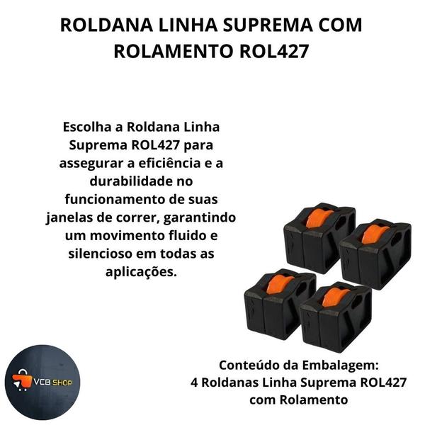 Imagem de Roldana com rolamento rol427 janela linha suprema correr kit4 un