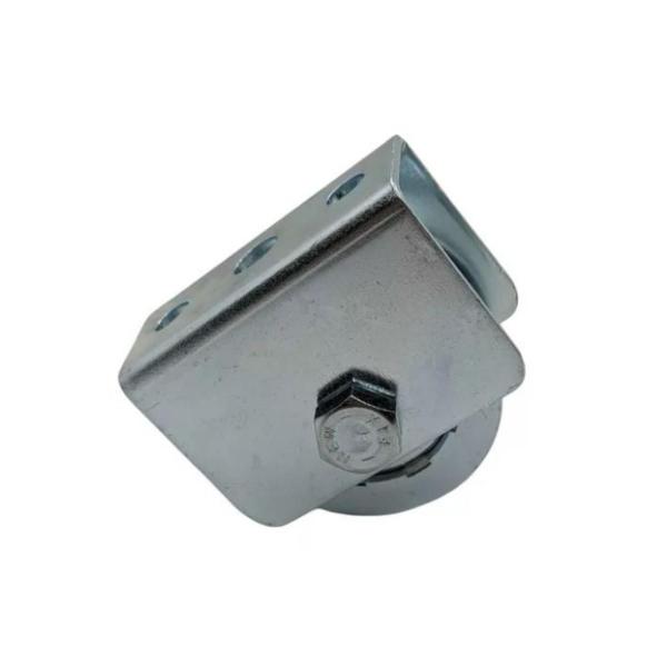 Roldana em aço 4" canal (v) com suporte e rolamento porta portao ferro jocec Imagem de Roldana em aço 4" canal (v) com suporte e rolamento porta portao ferro jocec