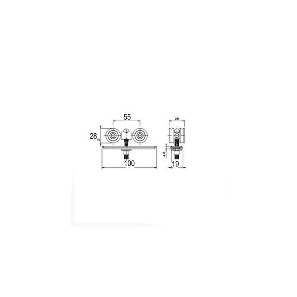 Imagem de Roldana guia trilho aluminio stanley 4 roldanas porta c/aba 2pcs