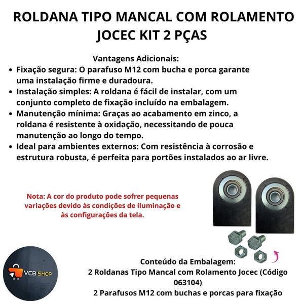 Imagem de Roldana tipo mancal c/ rolamento portao basculante ferro kit 2pçs jocec