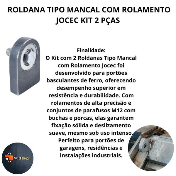 Imagem de Roldana tipo mancal c/ rolamento portao basculante ferro kit 2pçs jocec