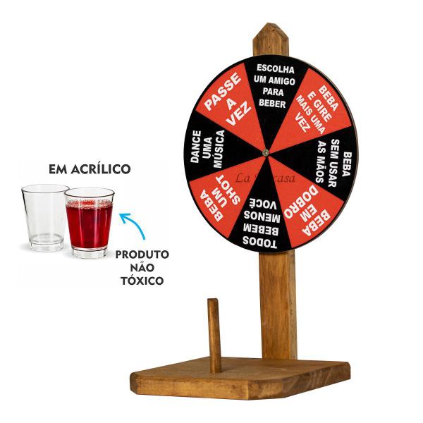 Imagem de Roleta drink shot jogo divertido em madeira com copo para dose