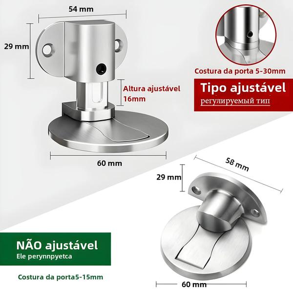 Imagem de Rolha de Porta Magnética Ajustável - Liga de Zinco, Anti-Colisão, Sem Perfuração