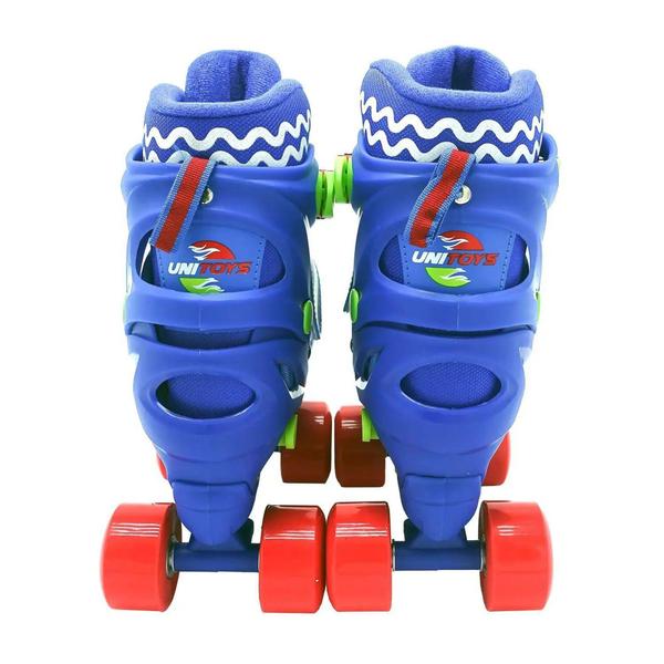 Imagem de Roller Patins Infantil Azul Quad 4 Rodas Kit Proteção 34-37 - UNITOYS