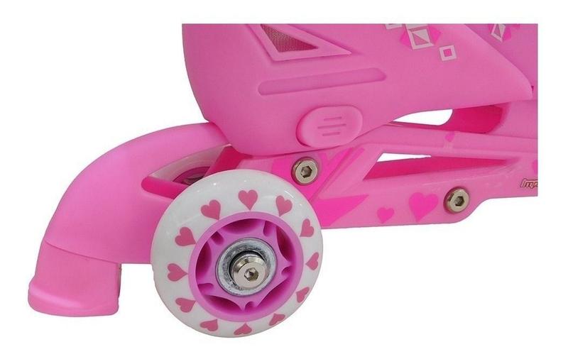 Imagem de Roller Patins Infantil Classico Triline 3 Rodas Retrô Rosa Tamanho 31 a 34