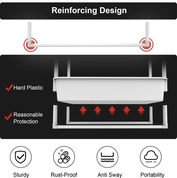 Imagem de Rolling Cart Hamone 3-Tier Utility com rodas bloqueáveis brancas