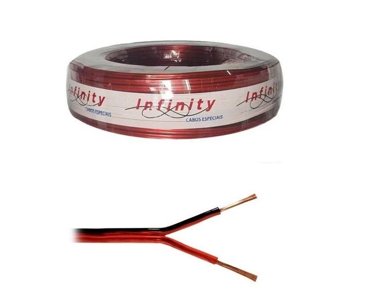 Rolo 100m Cabo de Som 12V Cordão Bicolor 2x0,5mm 2X20 Awg - Infinity Imagem de Rolo 100m Cabo de Som 12V Cordão Bicolor 2x0,5mm 2X20 Awg
