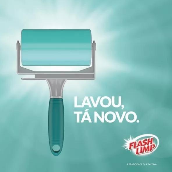 Imagem de Rolo Adesivo Lavavel Flashlimp Tira Pelo Fiapos Poeira Verde