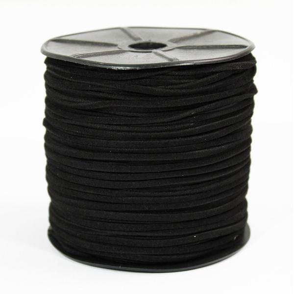 Imagem de Rolo Com Fio De Camurça 2,7mm Preto Para Bijus Pulseiras 100 Metros