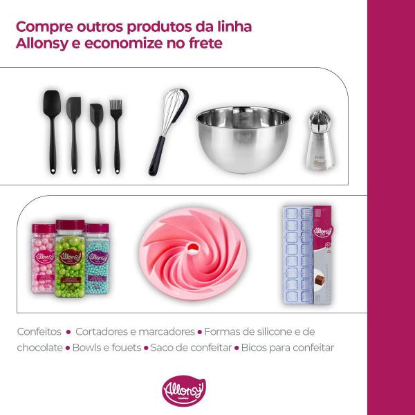 Imagem de Rolo Culinário de Aço Inox para Massas Pães Bolos e Tortas Cromus Allonsy Com Suporte 6x47x6 1un