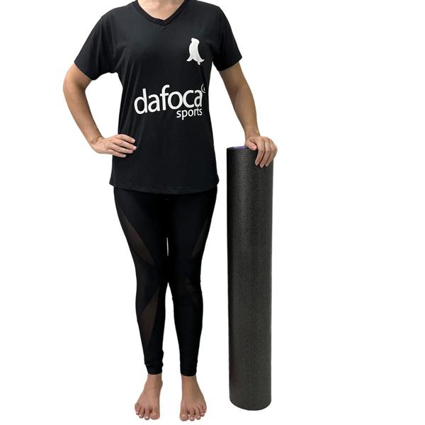 Imagem de Rolo De Exercícios Alongamento Pilates Academia Equilibrio em EPE 90x15cm DS1070 Preto e Roxo Dafoca Sports