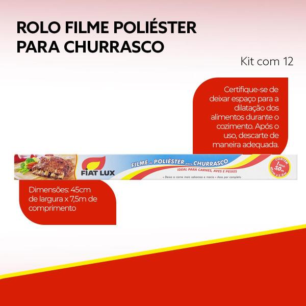 Imagem de Rolo de Filme Poliéster Resistente para Churrasco Assando por Completo Fiat Lux 45cmx7,5m 12un