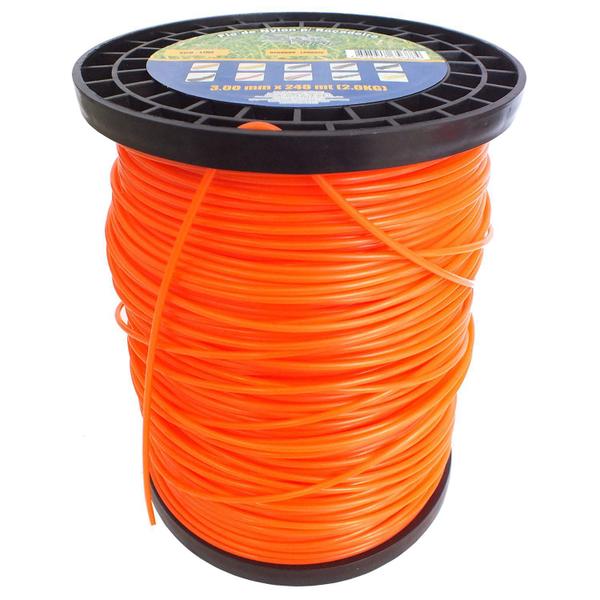 Imagem de Rolo de Fio de Nylon 248 Metros 3,00mm Redondo para Roçadeira Spin Vulcan Laranja