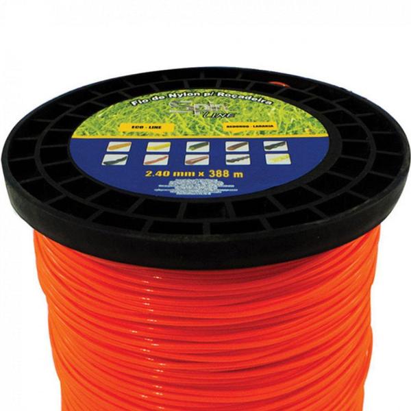 Imagem de Rolo de Fio Nylon para Rocadeiras com 338 M Redondo Bitola 2,40 Mm Laranja  Vulcan