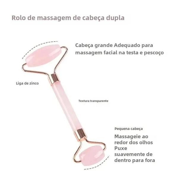 Imagem de Rolo de Jade para Rosto e Pescoço - Massageador Dupla Extremidade para Beleza