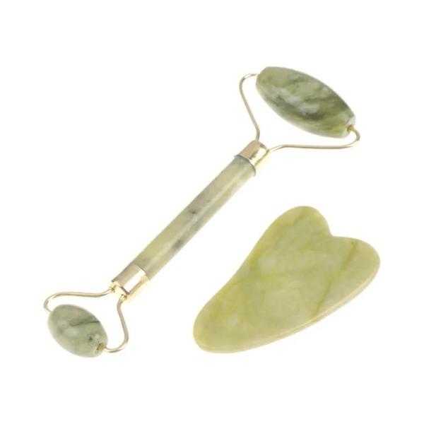 Imagem de Rolo de Jade Rosa Gua Sha para Massagem Facial e Corporal