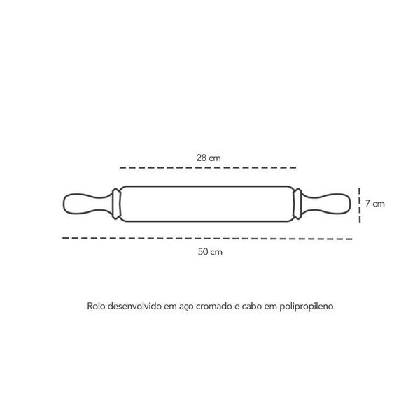 Imagem de Rolo de Massa Profissional Aço Cromado 28cm Cabo Polipropileno