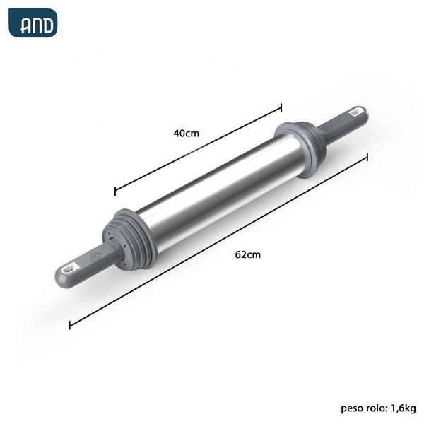 Imagem de Rolo de Massa Profissional Pesado Aço Laminar 40cm Grande