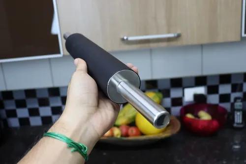 Imagem de Rolo De Massas Preto Pratic Chef 45cm Aço Inoxidável Luxo