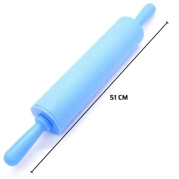 Imagem de Rolo de Massas Silicone Plástico 51CM Cilindro Colorido