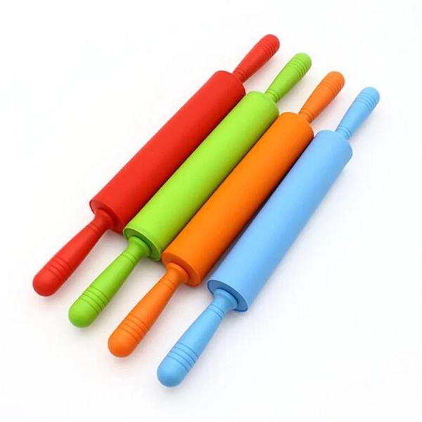 Imagem de Rolo de Massas Silicone Plástico 51CM Cilindro Colorido