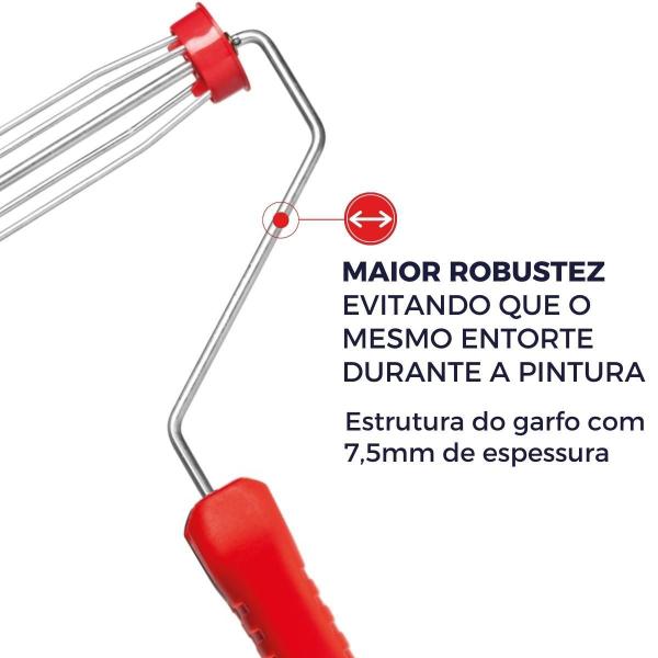 Imagem de Rolo De Pintura 23Cm Lã Microfibra + Suporte Garfo Sem Rosca